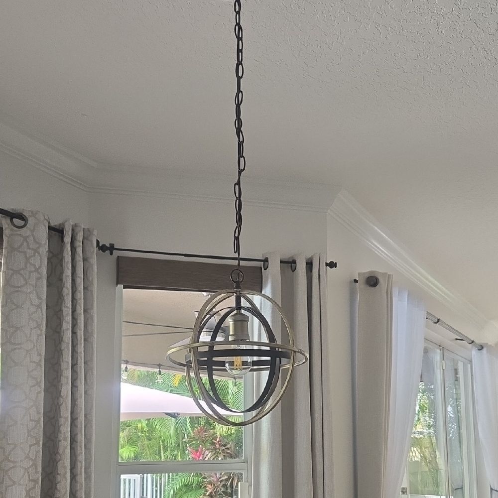 Modern Brush Gold Round Pendant Light Fixture